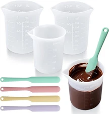 Palksky Silicone Chocolate Melting Cup Jar Spatulas*4 +250ml*2+350ml*2, Clear 