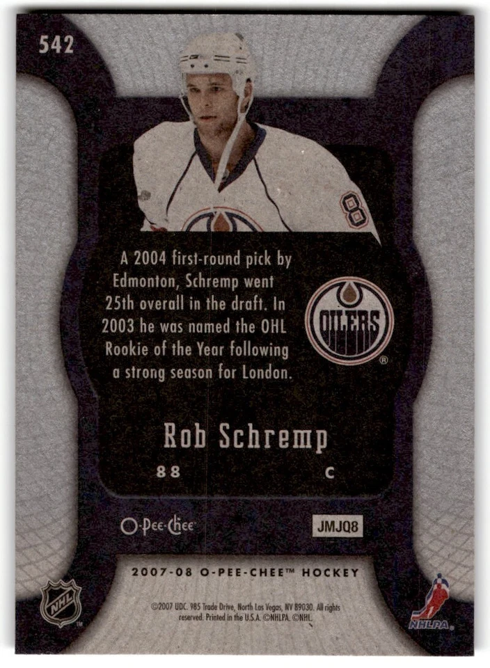 2007-08 O-Pee-Chee Rob Schremp Rookie #542 Edmonton Oilers - Image 2 of 2