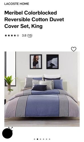 Lacoste King Comforter Set 104”x96” New Meribel Blue/White - Picture 2 of 11