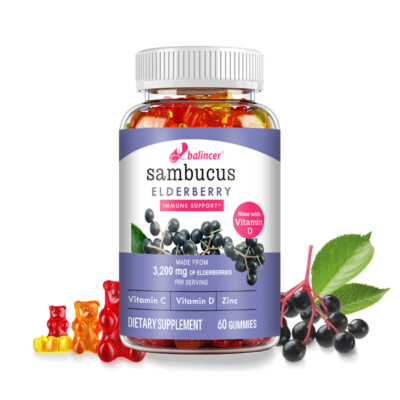 Elderberry Vitamin C Zinc 60 Gummies High Strength Immunity Support Non GMO