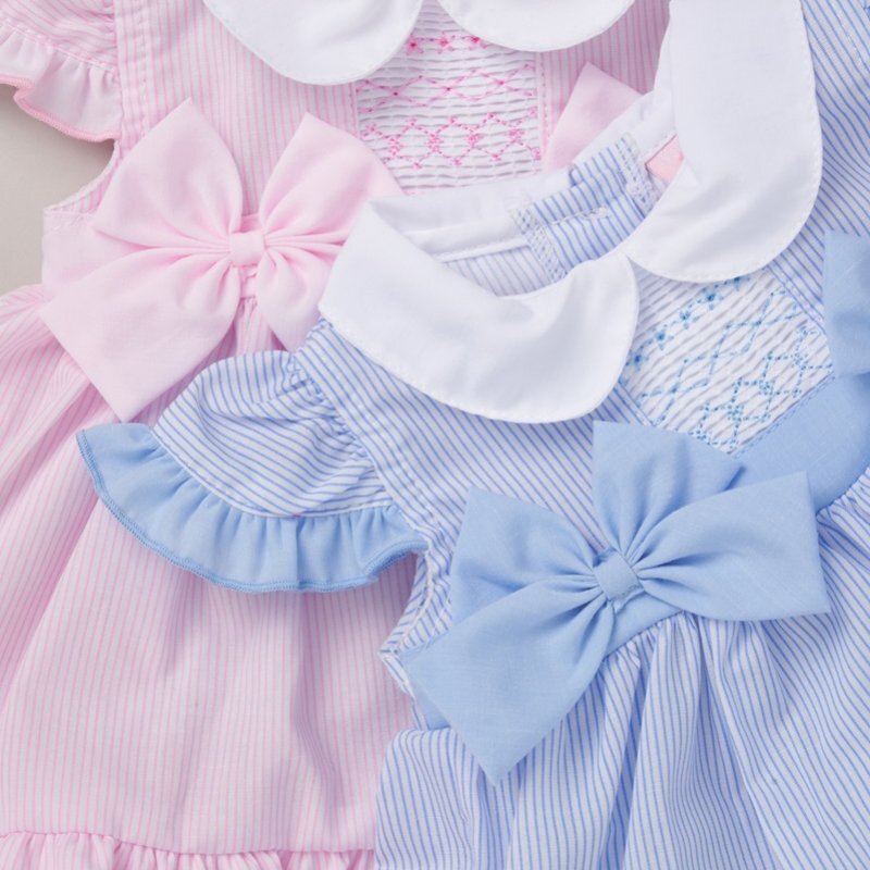 Baby Girls Spanish Romany 'Frilly Bows' Dress & Pants Set Pink & Blue