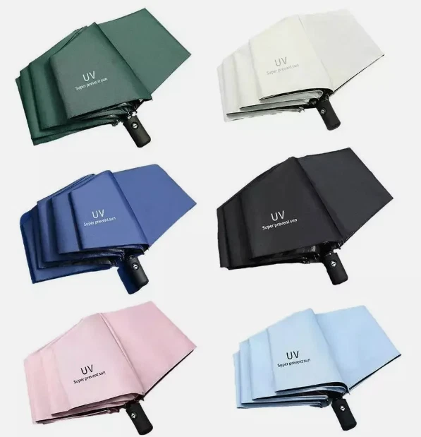 Paraguas Automático Anti-UV Sol/Lluvia A Prueba de Viento 3 Paraguas Compacto Plegable Foto 3 de 4