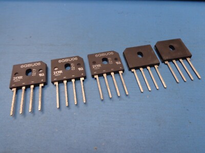 (5) IR 6GBU06 FULL WAVE 600V 6A SINGLE 1 Phase Bridge Rectifier 4 PIN SIP NOS