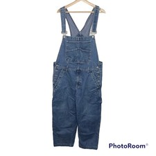 Faded Glory Overalls Mens Large Blue Denim Bib Carpenter 36-38 Waist 28  Inseam