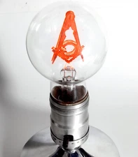 Vintage Masonic Lodge AEROLUX Symbol  Bulb With Chrome Plated Base