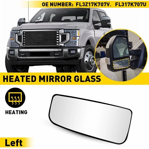 Driver Side Tow Mirror Glass Lower Heated Fit 17-22 Ford F250 F350 Super Duty