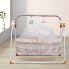 Electric Bluetooth Baby Bassinet Auto-Swing Cradle with USB for Infant Sleep