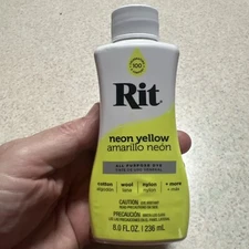 RIT Dye Neon Yellow  8 fl Oz Fabric Paint All Purpose Cotton Wool Amarillo Neón