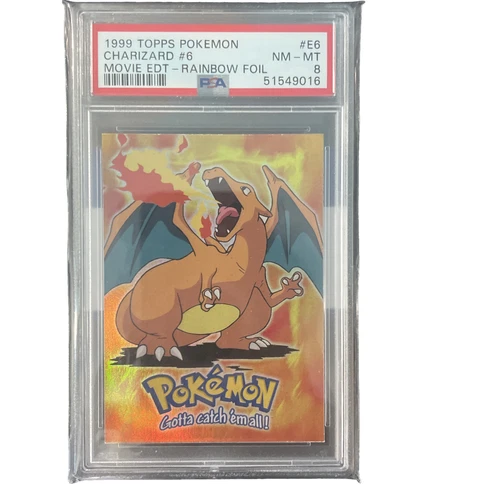 1999 Topps Pokemon Rainbow Foil Charizard PSA 8 nm/mint Movie Edt Foil E6/12