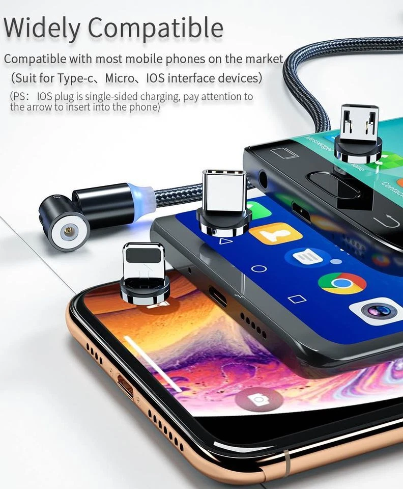 LED Flowing Light Up Magnetic Cable For Micro USB Samsung iPhone- 2 Packs 3.8 ft - Image 4 of 4