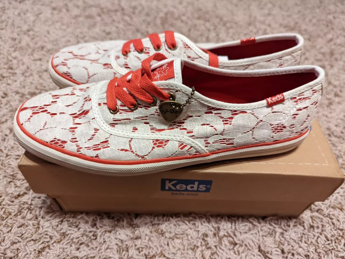 Red and white best sale keds