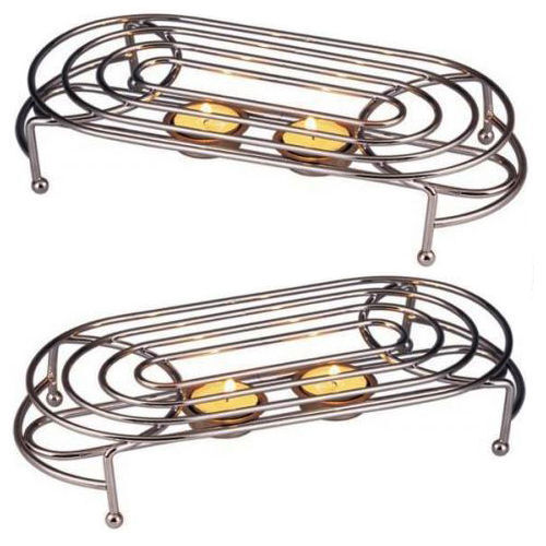 DOUBLE FOOD DISH WARMER CHAFING CHROME PLATE BURNER HEAT WARM + 2 FREE CANDLE - Picture 1 of 5