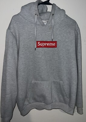 SUPREME RED BOX-LOGO HOODIE Heather gray. Size L But Fits