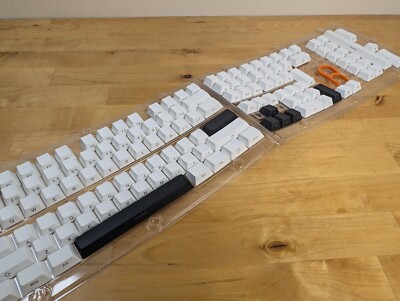White XVX PBT Keycaps Set 140 Keys OEM Profile Double Shot Black Accent