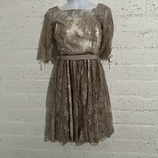 Quillaree Anthropologie Womens Dress 6 Floral Lace Lined Belted AD8