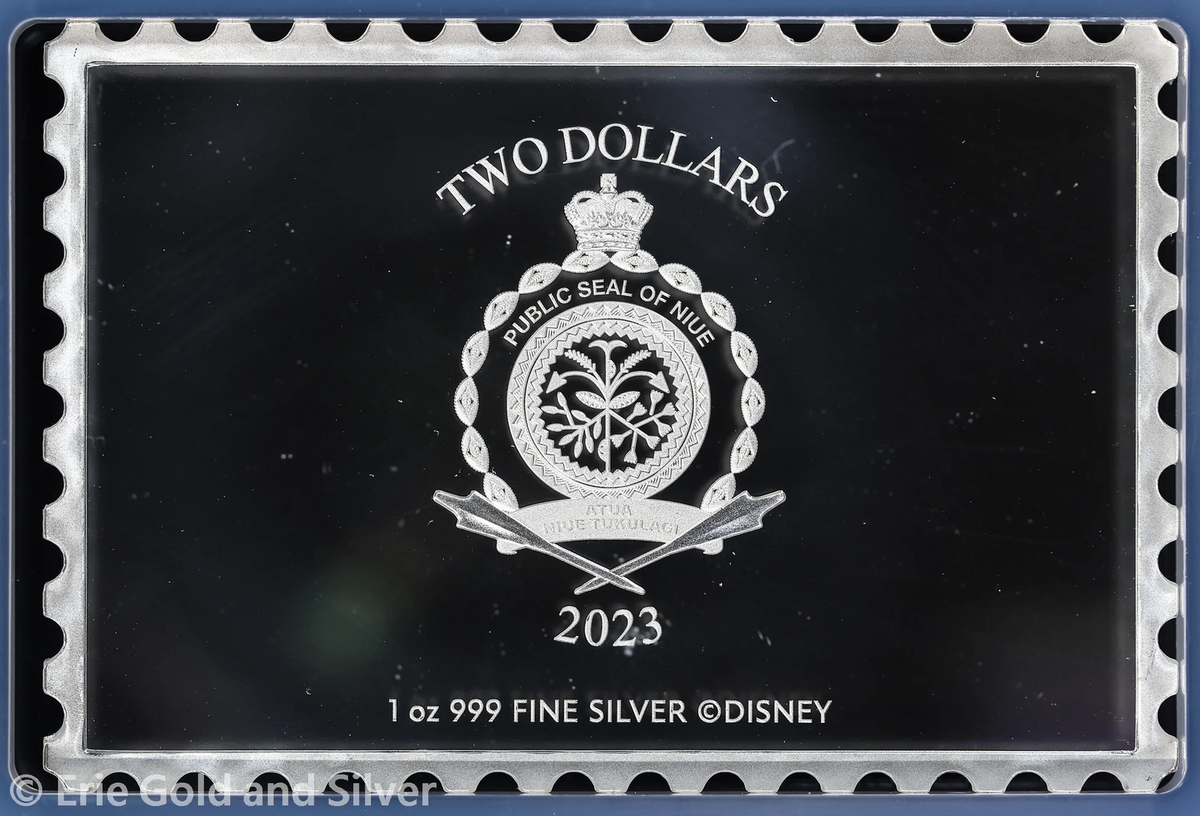 2023 Niue 1 oz Silver Proof Disney 100th Anniv Cinderella Stamp