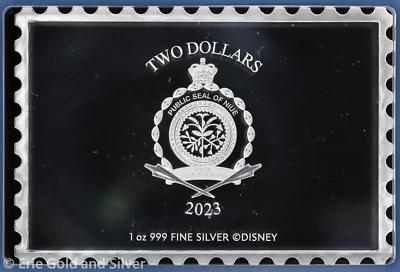 2023 Niue 1 oz Silver Proof Disney 100th Anniv Cinderella Stamp