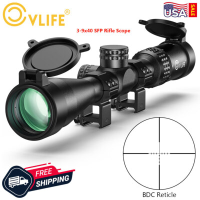 Hunting 3-9x40 Rifle Scope BDC Reticle SFP Optics Pellets Air Guns Scope + Mount