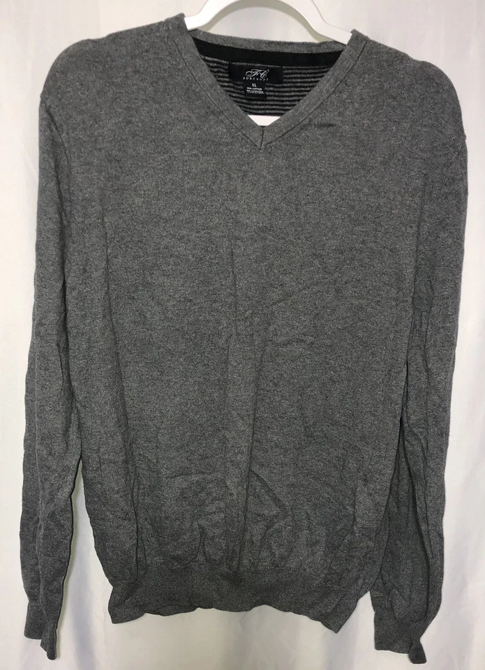 Foxcroft женщин размер XL V шеи свитер серый 10% кашемир 90% хлопок - Изображение 2 из 4