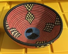 Handwoven African Basket Rwandan Fair Trade Artisan Decor Boho