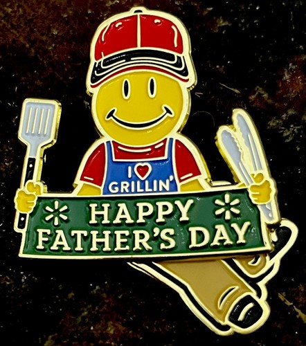 Rare "SQUIGGLY" Happy Father's Day I ❤️ Grillin Walmart Lapel Pin - Afbeelding 2 van 4