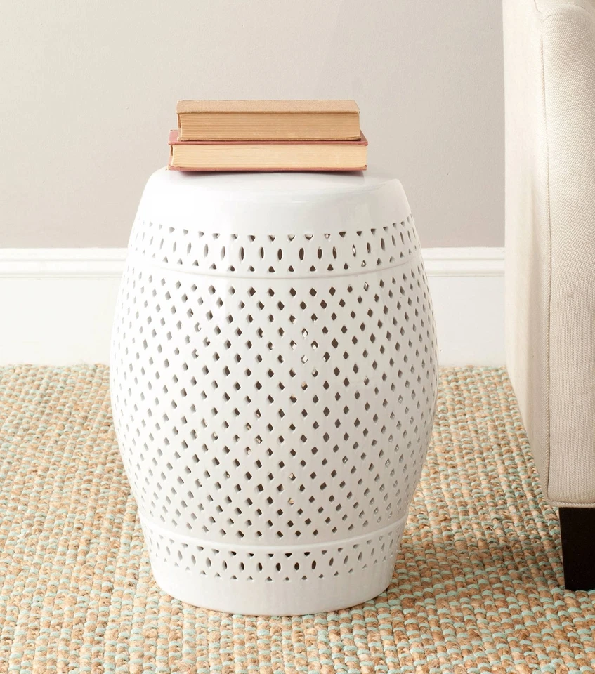 Safavieh Diamond White Ceramic Garden Stool - Image 2 of 3