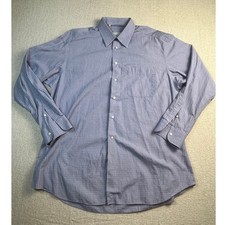 Ermenegildo Zegna Men s Size 43/17 Blue Windowpane Check Long Sleeve Dress Shirt