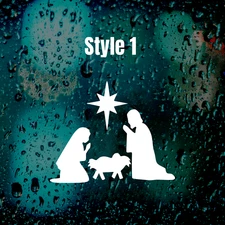 Nativity Scene Sticker Choose Style Christmas Vinyl Decal Car Window Faith Decor