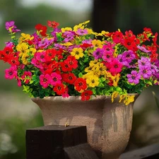 Plastic Flowers for Outdoors, 8 Bundles Fake Outdoor Artificial Flowers for O...
