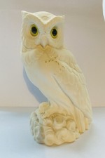 White Owl  Alabaster Symbol of Knowledge Owl Ornament 12cm High