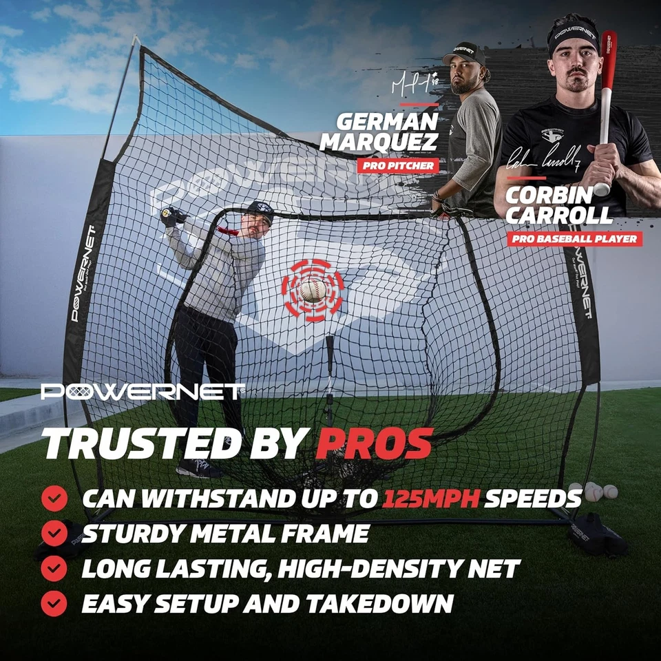PowerNet Baseball Softball Practice Net 7x7 with Accessories Black  - Image 2 of 4