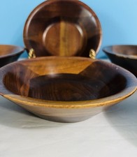 VTG Vermillion Set Of 6 Walnut Salad Bowls 6” Made In USA Springfield, MO