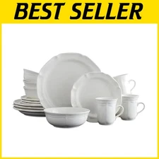 Graceful Scalloped Edge Dinnerware Set for 4, Microwaveable