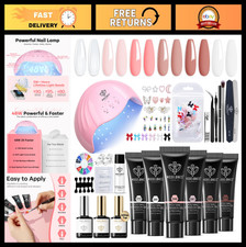 6 Color Poly Extension Gel Nail Kit with 48W UV Lamp - Pink & Nude Shades