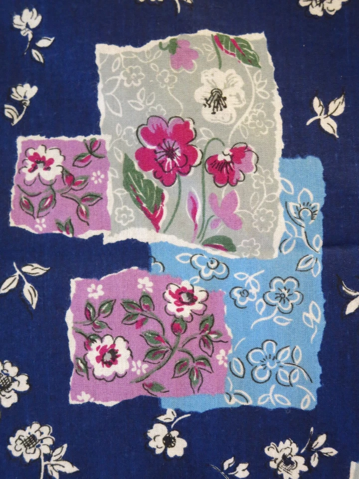FABRIC 60"x72" Beautiful Flowers Purple Blue White Patchwork Samples 2YDS Exc - Image 2 of 4