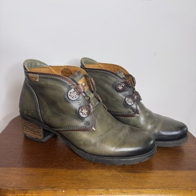 Pikolinos Le Mans Sage Ankle Booties   Brown Leather Lace Up Block Heel 40