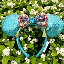 Diadema con moño alfombra mágica princesa Jazmín Aladino orejas de Minnie de los parques de Disney nueva con etiquetas