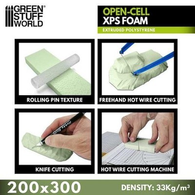 Green Stuff World Open-Cell XPS Polystyrolschaum 200 x 300 mm