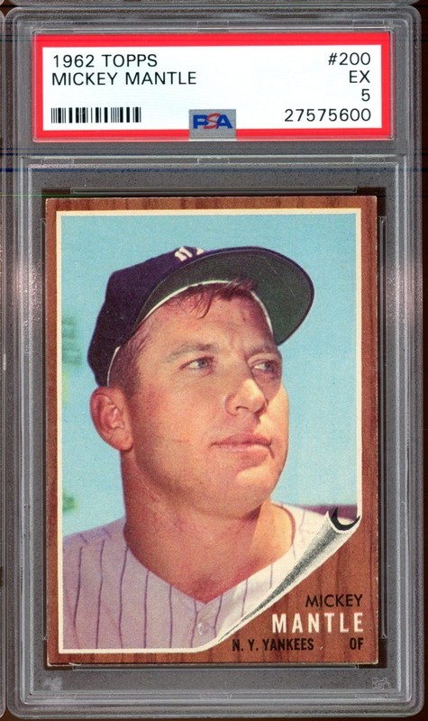 1962 Topps Baseball #200 Mickey Mantle PSA 5