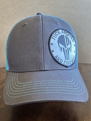 F*#% AROUND AND FIND OUT TRUCKER HAT TURQUOISE SNAP BACK