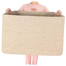 112L Extra Large Blanket Basket Holder Living Room, 25"x17"x16" Oatmeal Brown