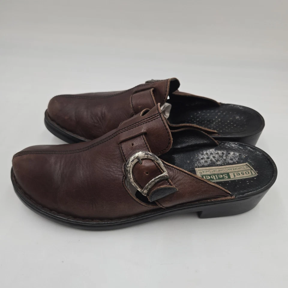 Josef Seibel Womens 42 US 11 Clog Mules Comfort Multicolor Slip On Brown Leather - Image 3 of 4