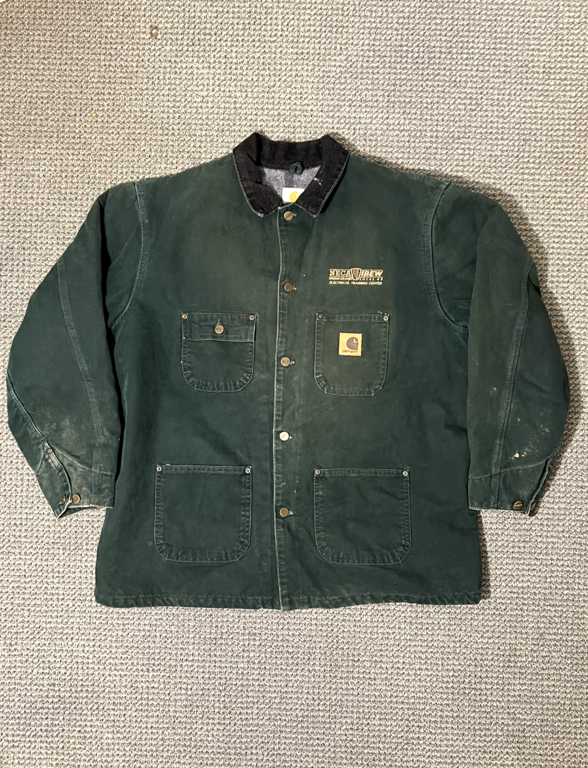 Vintage Carhartt XL Chore Coat Spruce Green USA Made Workwear Jacket