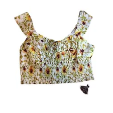 "Retro Stage" floral crop sweetheart top NWT
