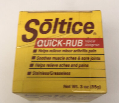 (1) Soltice Quick Rub Topical Pain Reliever 3oz NEW Tape Up Boxes As Pictured