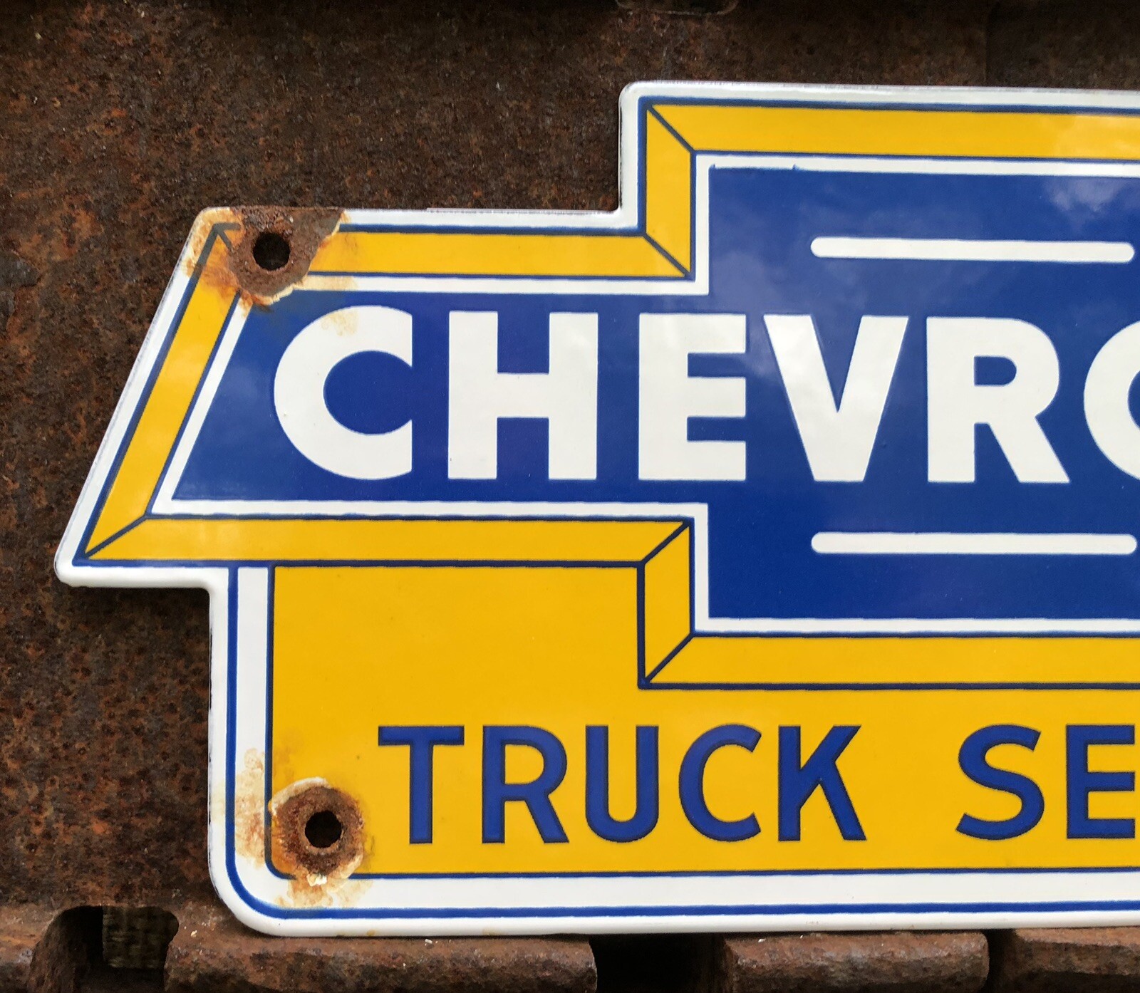 VINTAGE CHEVROLET TRUCK SERVICE 12” PORCELAIN SIGN CHEVY DEALER eBay