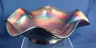 Vintage Purple Carnival Glass Bowl Ruffled Edge Poppy Pattern Northwood