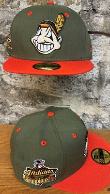 Cleveland Indians Wahoo Olive New Era Fitted Club 59Fifty Hat