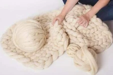 7 lbs Pounds Wool Roving to Knit Your Chunky Knit Blanket