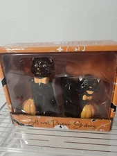 Transpac Little Village by Shelly Comiskey Halloween Cats Salt & Pepper Set